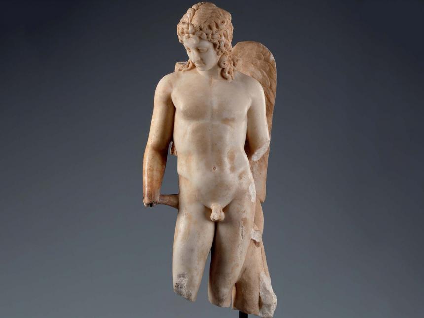 Roman sculpture depicting winged Cupid