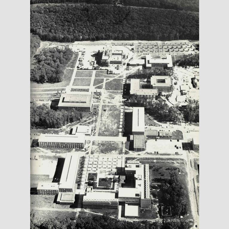 An aerial of Stony Brook campus, 1970.