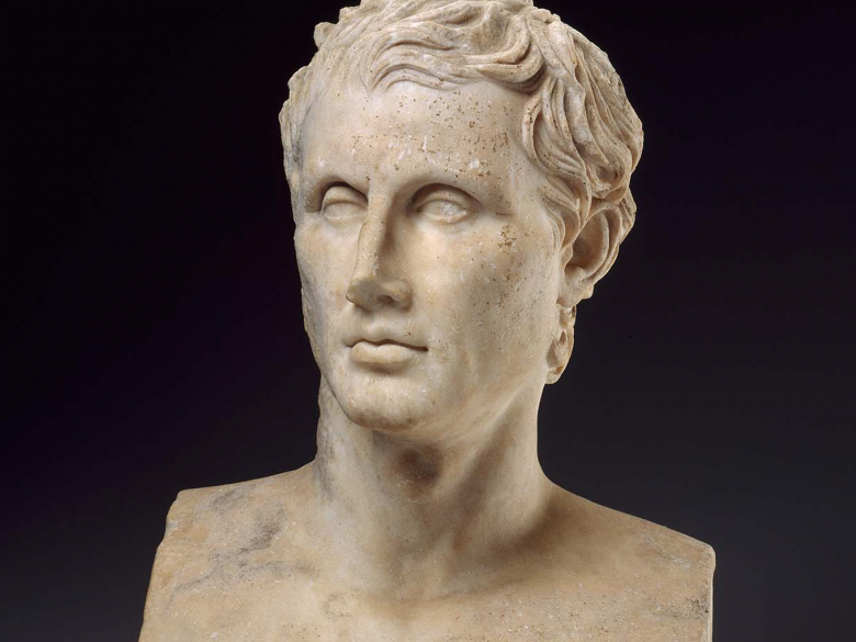 Roman period head sculpture of Menander