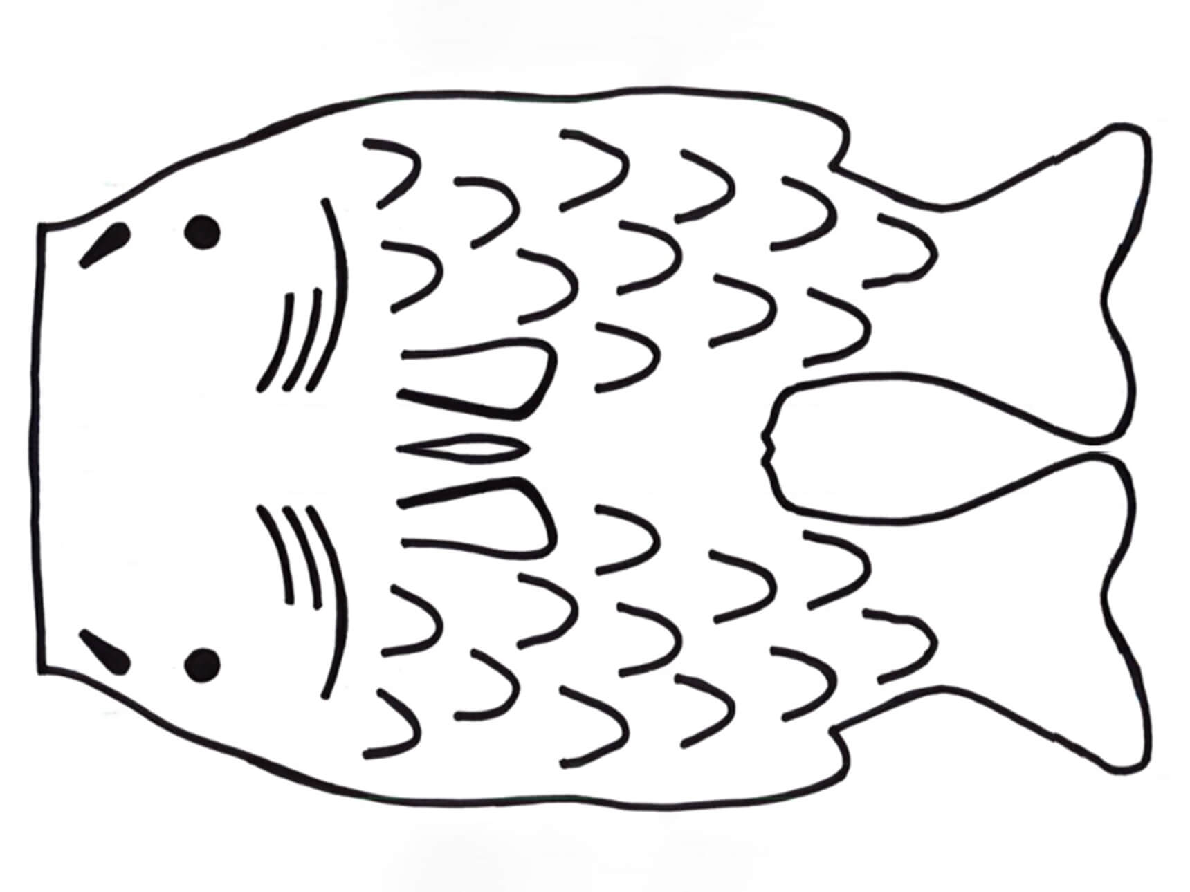 template depicting two sides of carp, intended to be cut out for activity