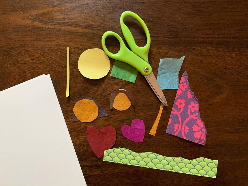 Bits of paper cut into various shapes