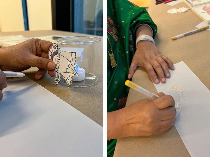 drawing a peacock on piece of paper