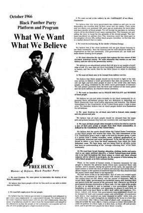 A newspaper spread featuring a man in a beret holding an automatic weapon on the lefthand column and text on the right side.