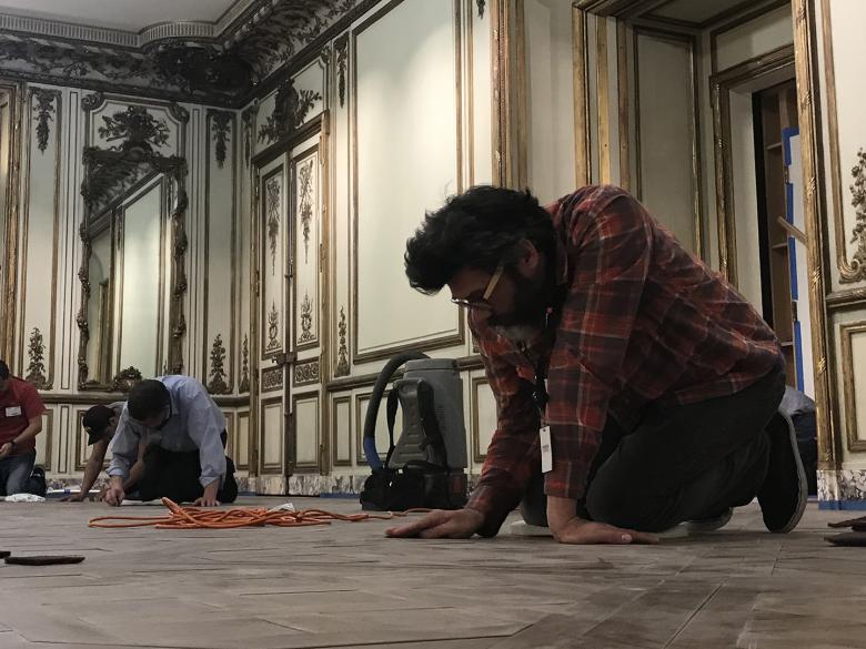 Installation of the French Salon period room