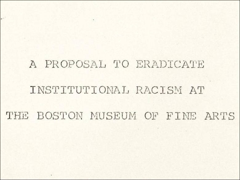 Cover page for “A Proposal to Eradicate Institutional Racism at the Boston Museum of Fine Arts”
