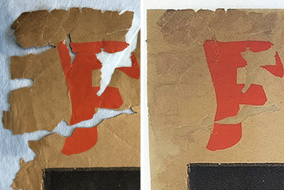 Details of Chéret poster before and after fills