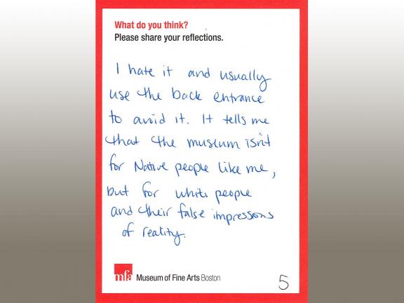 Handwritten note on MFA comment card