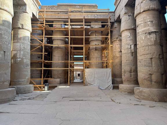 Construction work at the temple of Khonsu in Karnak