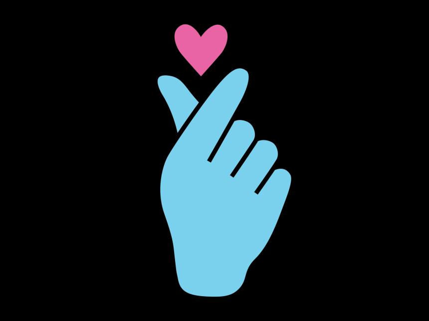 finger heart graphic with black background