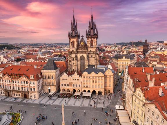 Prague Old Town Square in the city centre of Czechia Czech Republic Europe stock photo