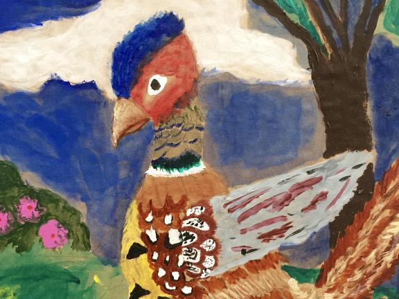painting of a bird made by a young student