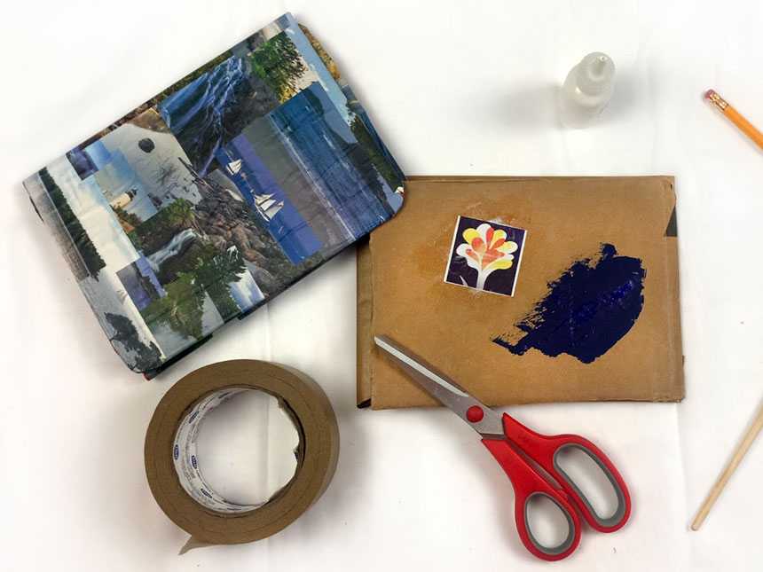 decora el portafolio con fotos o recortes de revistas