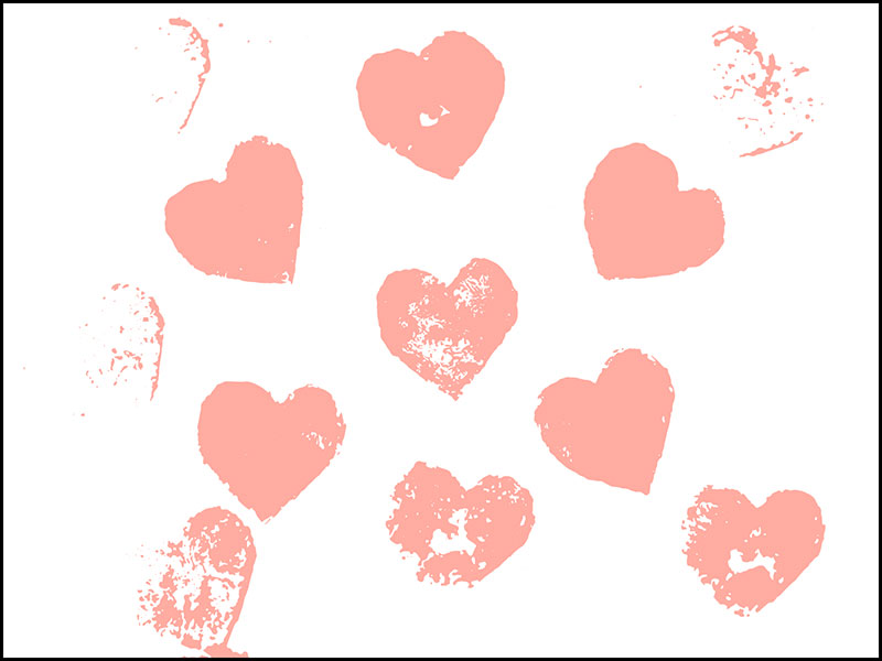close-up of heart prints on paper