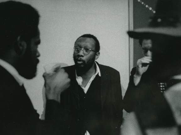 Frank Bowling at the opening of Afro-American Artists in 1970.
