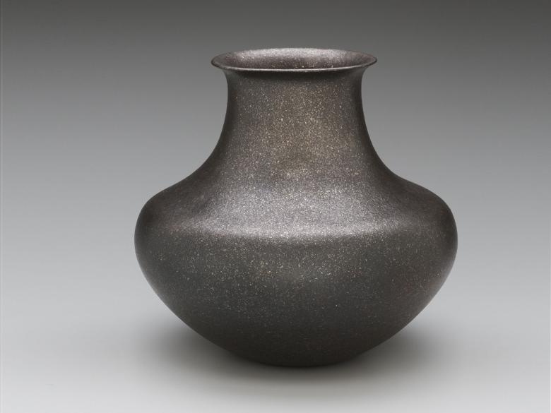 dark brown earthenware jar