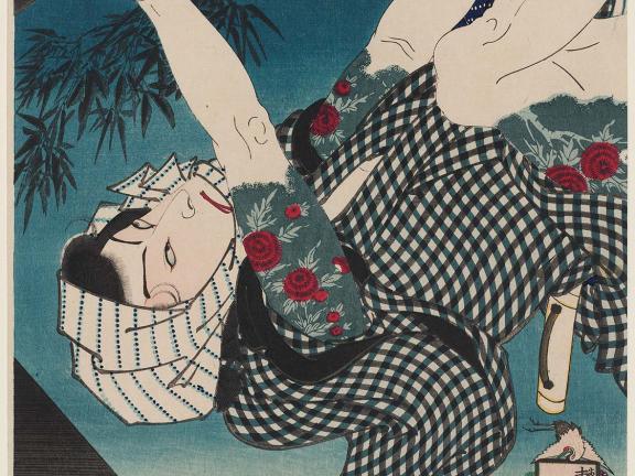 Illustration of warrior with weapon