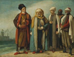 Oil painting of The Ambassador from Tunis with His Attendants as He Appeared in England in 1781