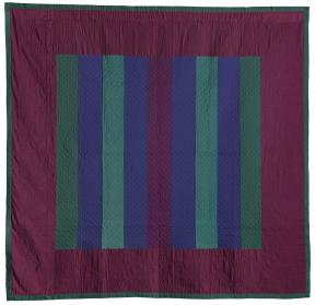 Quilt of purple, green and blue strips