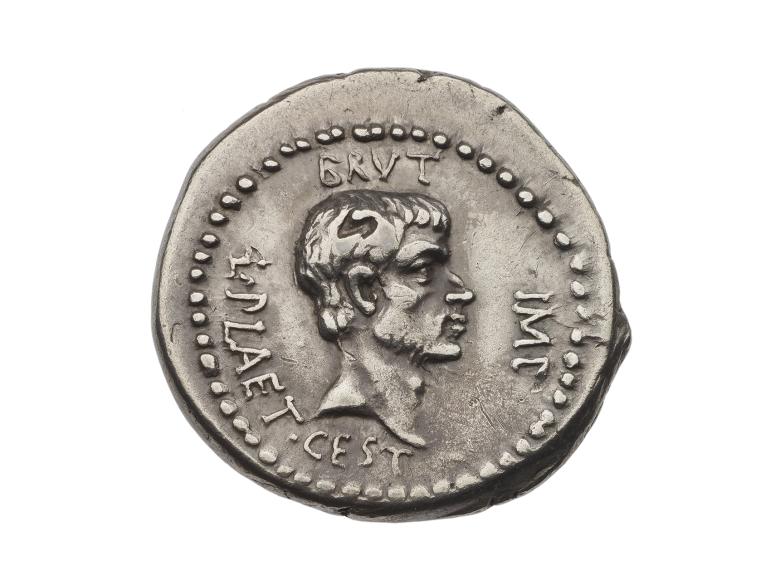 Silver coin with head of M. Junius Brutus