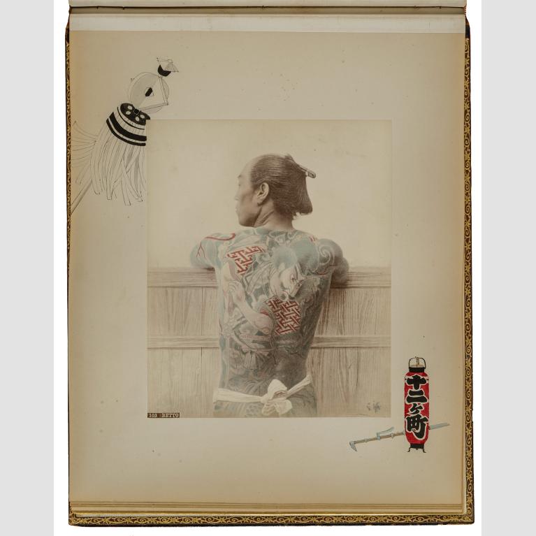 Photo illustration of groom with tattoo