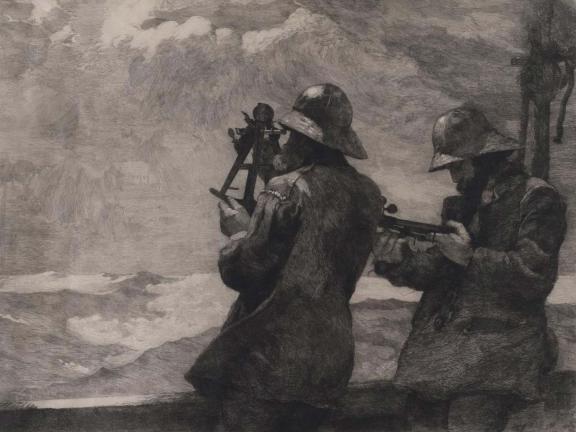 Winslow Homer, Eight Bells, printed by G. W. H. Ritchie, published by Christian Klackner, 1887.