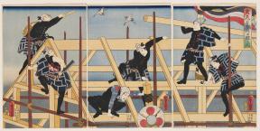 Illustration of workers doing house construction