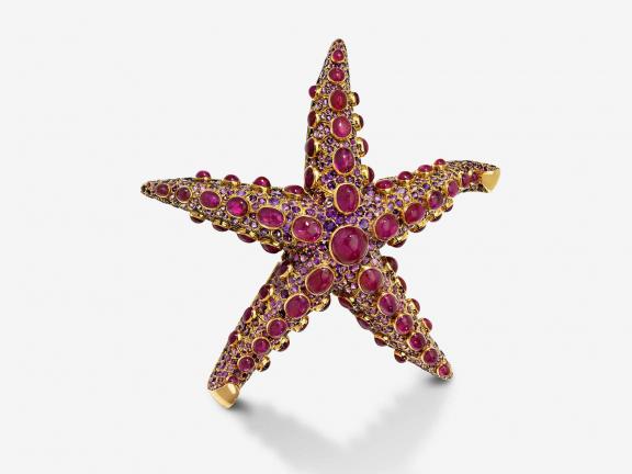 pink jeweled starfish brooch
