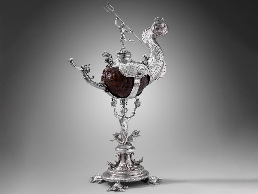 Ornate silver coconut cup