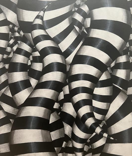 A mass of tangled black-and-white striped tentacle-like structures. 