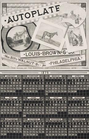 A metal calendar of the year 1879.