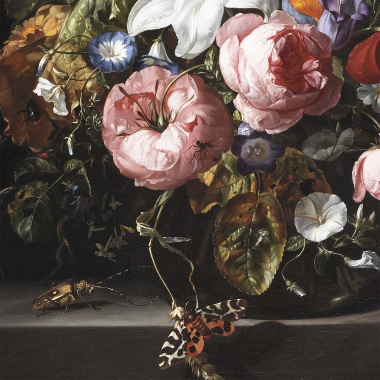 Rachel Ruysch, Flowers in a Glass Vase (detail), 1704.
