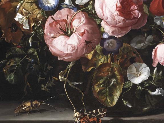 Rachel Ruysch, Flowers in a Glass Vase (detail), 1704.