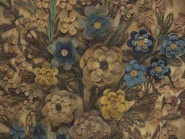 detail of paper quilled flowers