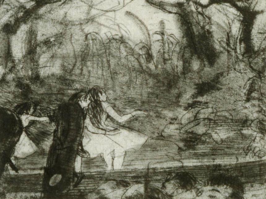 Detail of Edgar Degas' print, On Stage III
